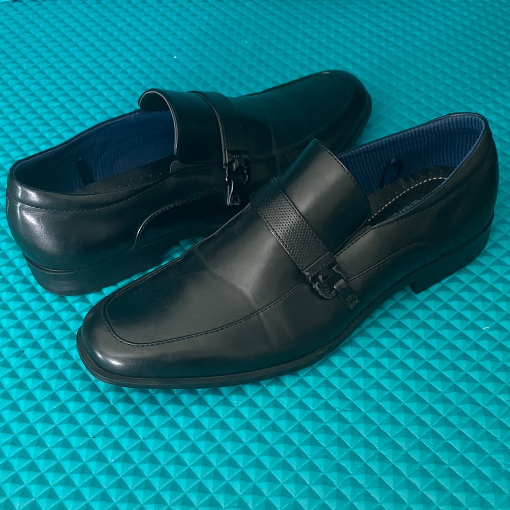 PERRY ELLIS Mens Professional Black Leather Loafers | 7.5
